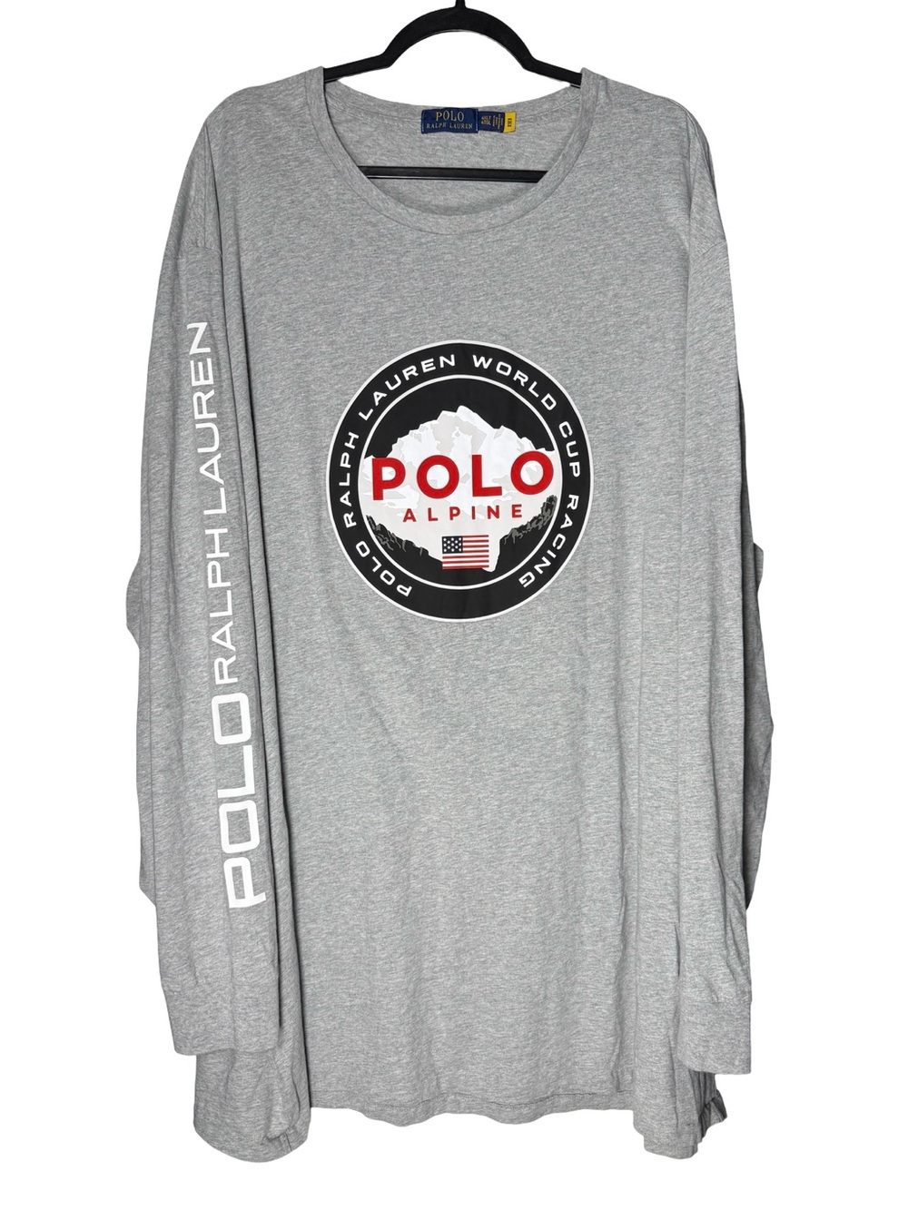 Polo Ralph Lauren Alpine World Cup Racing Shirt Mens 4XLT Gray Long Sleeve USA